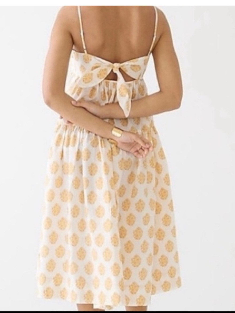 J.Crew Cottagecore Tiered Midi Dress Tie Back Floral Yellow White NWT Size 6 - Picture 2 of 9